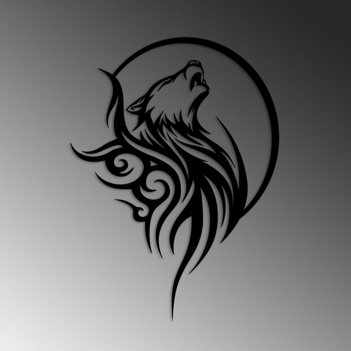 Wallity Wolfmoon Accesorio Decorativo de Pared de Metal Negro